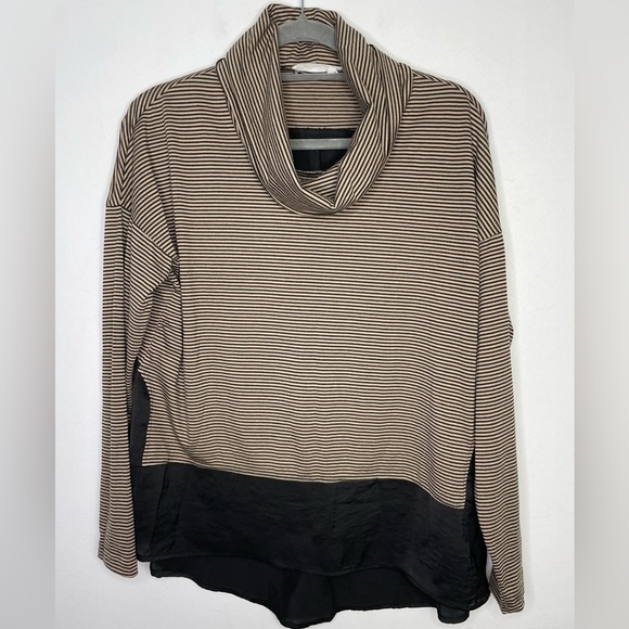 Melissa Nepton stripes mix media turtleneck top - Picture 1 of 7